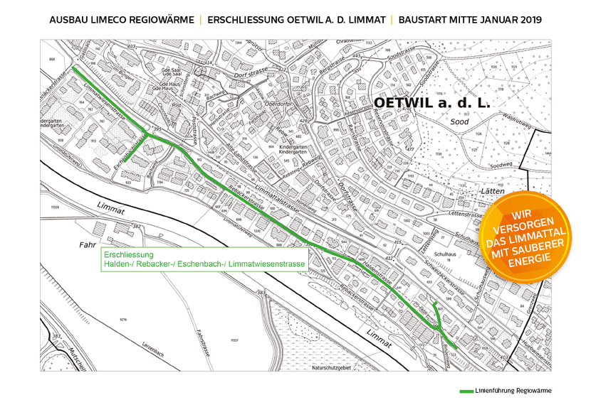 Ausbau Limeco Regiowärme nach Oetwil an der Limmat