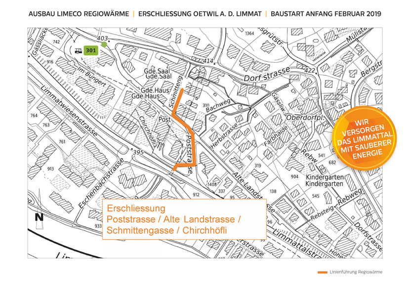 Ausbau Limeco Regiowärme nach Oetwil an der Limmat