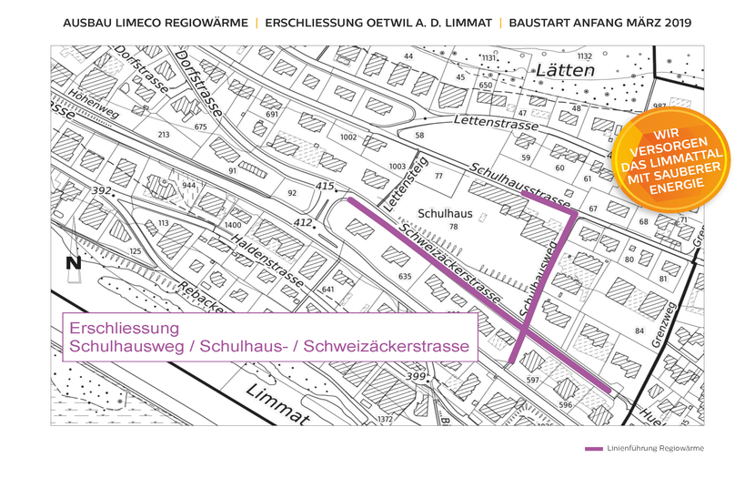 Ausbau Limeco Regiowärme nach Oetwil an der Limmat